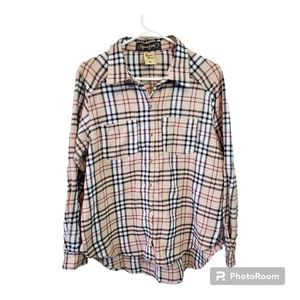 Spoon Jeans Womens Plaid Button Down Shirt Size L